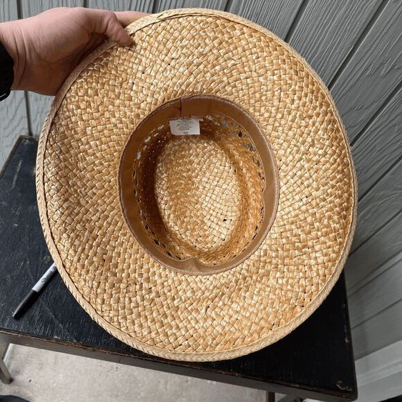Vintage Woven Straw Hat Small USA Made Red Band Western Boho Summer CHCO WPL - Picture 6 of 10